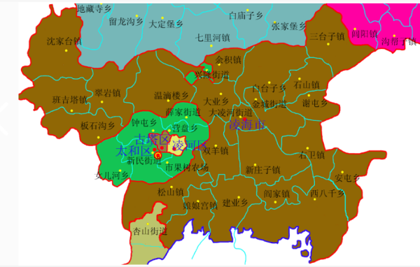 凌海市行政区划图-凌海上高速至双羊下高速的地图